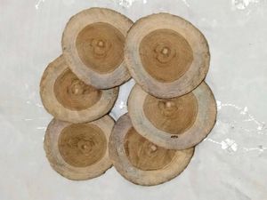 Natural Raw Wood Discs  For Coaster (6 Pc)