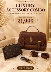 Luxury Accessory Combo - Handbag, Wallet, Keychain