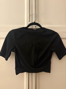 Black Twist Front Crop Top