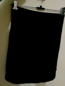 Black Knee Length Woollen Ribbed Bodycon  Skirt