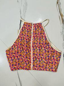 Vibrant Halter Neck Crop Top