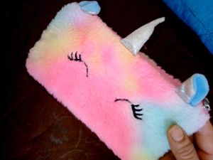 Fluffy Rainbow Unicorn Pencil Case