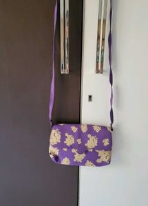 Purple Floral canvas  Sling Bag