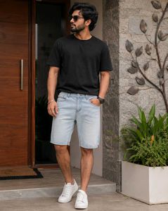 Men's Light Wash Denim Shorts