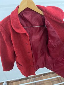 VINTAGE DARK RED TEXTURED BLAZER