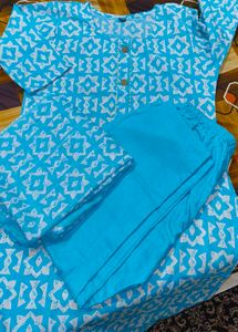 🩵🩵Blue & White Printed Kurta Set