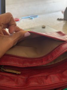 vintage Red Leather Shoulder Bag