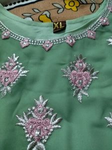 Green Embroidered Anarkali Dress