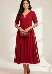Gajri Colour Beautiful Lace Detailing Naira Kurta