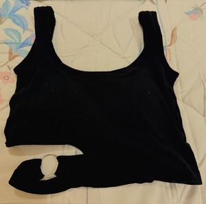 Black Cutout Ring Crop Top