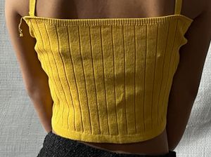 Yellow "Cherry Bomb" Crop Top