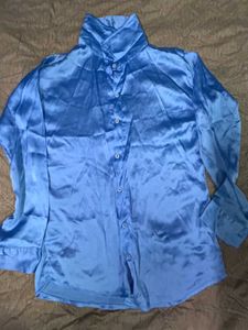 Blue Zara Satin Shirt