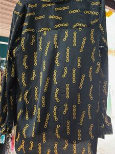 Chic Black Chain Print Button-Up Shirt