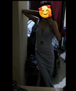 Elegant Grey Midi Dress