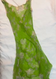 Green sheer Floral Print Dress