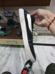 Black Canvas Sneakers with White Accents