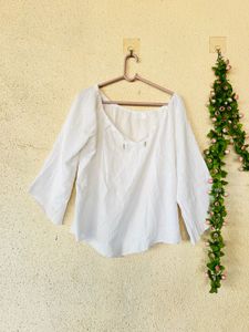Chic White Bell Sleeve Blouse