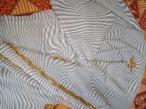 Beautiful Laheriya Saree With Blouse (Sky) (34-36