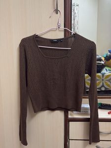 Stylish Brown Cropped Sweater
