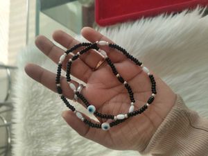 92.5 Silver Black Beads Payal For Women