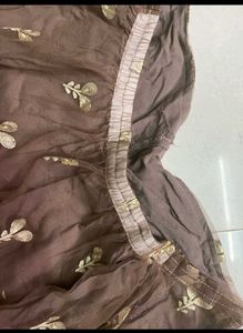 Embroidered Brown Net Skirt- please check marks