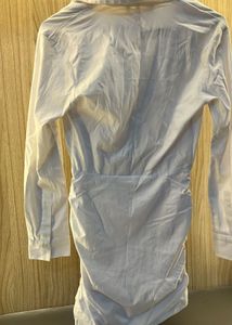 Zara White Ruched Mini Dress