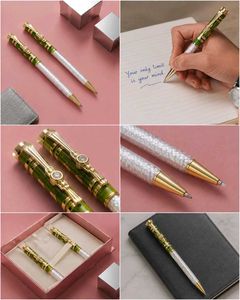 Luxury Green &amp; Silver Ballpoint Pens