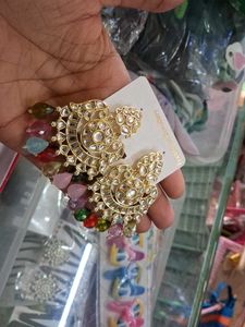 Exquisite Ethnic Earrings with Kundan & Colorful S