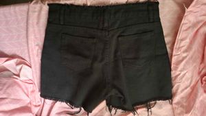 black distressed denim shorts