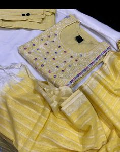 Yellow Embroidered Kurta Set with Dupatta