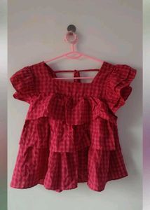 Chic Ruffled Checkered Top