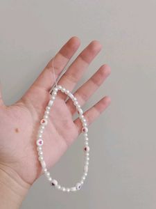 Charming Pearl Phone Charm with Heart Beads