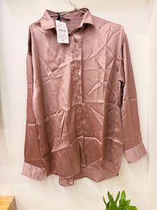 Shein Elegant Satin Button-Up Shirt