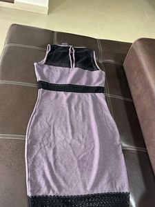 Stylish Stone Grey &amp; Black Sheath Dress