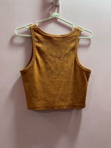 Ribbed Mustard Cropped Tank Top