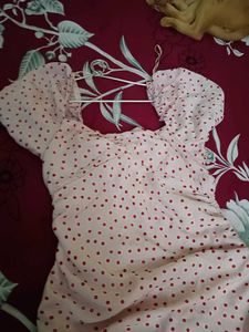 Cute Pink Polka Dot Ruched Mini Dress