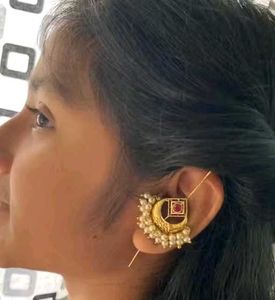 Elegant Pearl &amp; Ruby Earrings