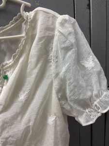 Pinteresty cream colour Butterfly Embroidered top