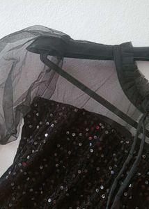 Sequin Embellished Black Fabric