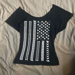 Drop shoulder vintage print top