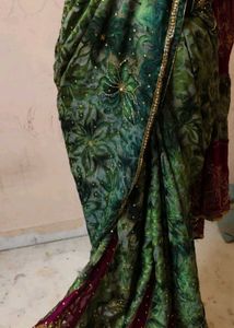 Designer Green and Pink Saree