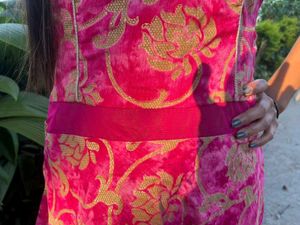 Stunning Pink &amp; Gold Embellished Dress
