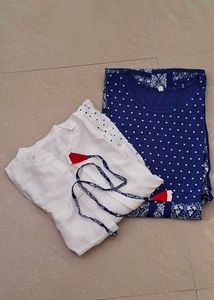 White Vasecoat &amp; Blue Maxi Dress