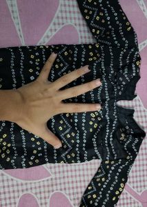 Black bandhej cotton girls top 1 year old