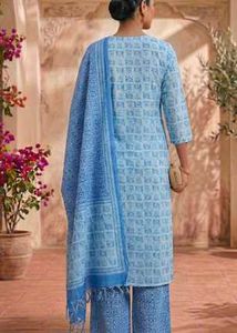 Azure Block-Print Artisan Suit Set