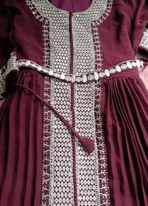 Maroon Embroidered Ethnic Gown