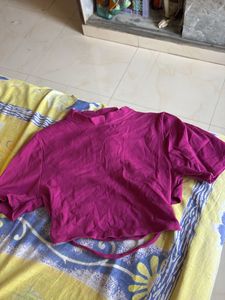 Magenta Mock Neck Crop Top