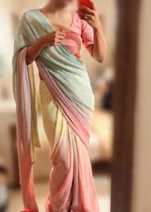 Ombre mukaish work Saree with Blouse