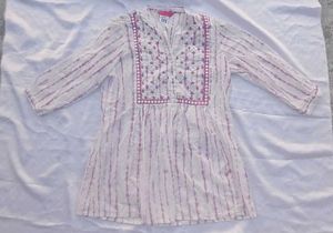 Striped Embroidered Tunic Top