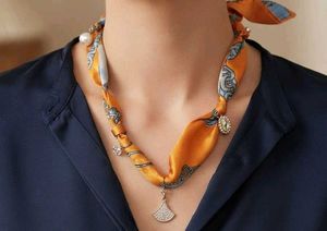 Cute Scarf Necklace with Charms